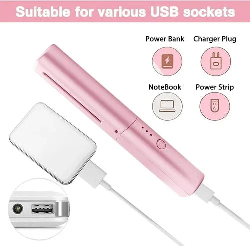 Rechargeable Mini Hair Straightener Comb – Cordless Portable Hair Styling Brush for Women, Compact Travel Hair Styler
