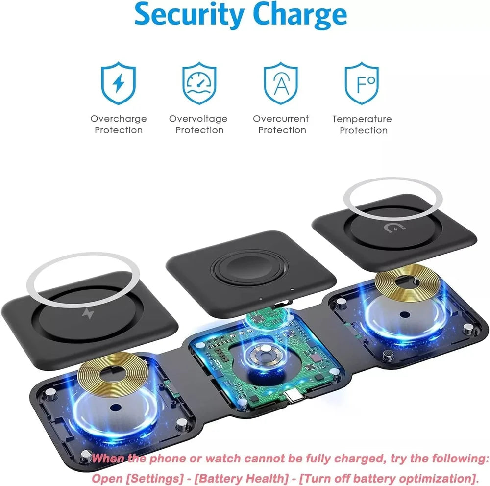3 in 1 Magnetic Foldable compatible Wireless Charger