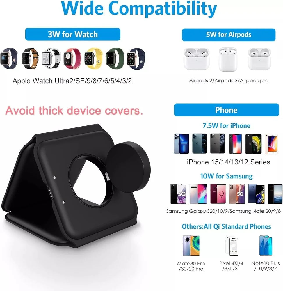 3 in 1 Magnetic Foldable compatible Wireless Charger